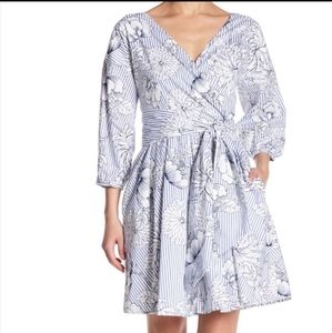 Alexia Admor striped floral 3/4 sleeve dress